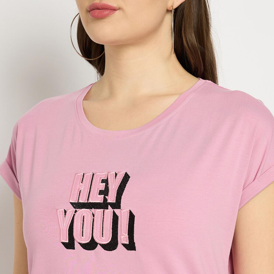 Ladies' Round Neck T-Shirt, Pink, large image number null
