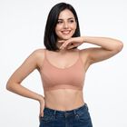 Women's Brown Cotton Blend Scoop Neck Bralette Bra, Brown, small