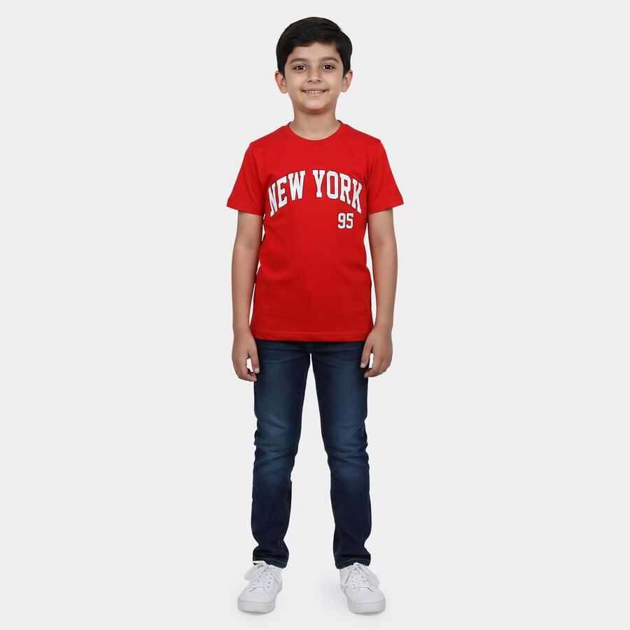 Boys' Half Sleeves T-Shirt, Red, large