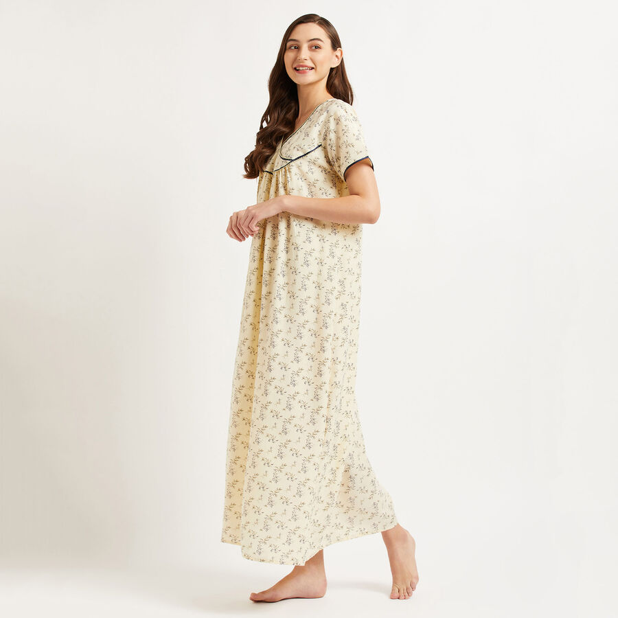 Cotton Printed Nighty, Yellow, large image number null