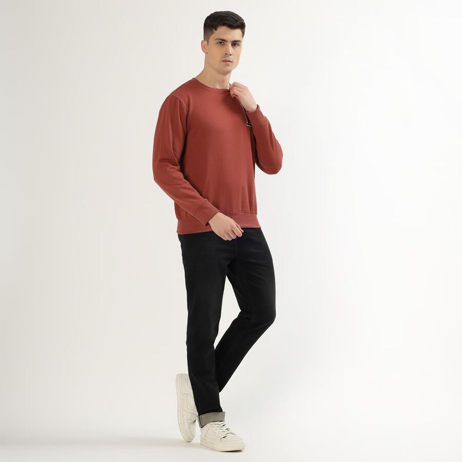 Men's Rust Crew Neck Casual Sweatshirt, Rust, large image number null