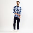 Men's Muted Steel Blue Cotton Spread Collar Casual Shirt, Mid Blue, small image number null