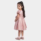 Girls Pink Fit and Flare Embellished Bow Party Wear Frock, Light Pink, small