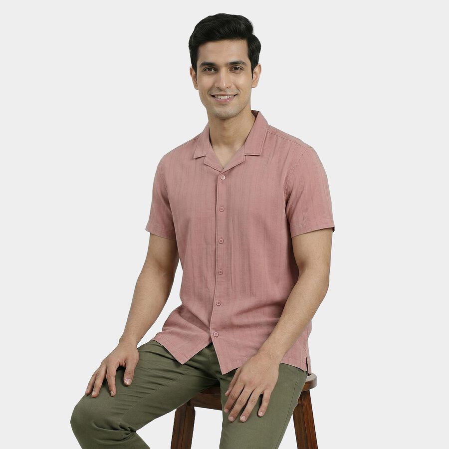 Men's Pink Cotton Classic Casual Shirt, Pink, large