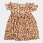 Infants' Cream Floral Printed Fit and Flare Frock, Off White, small