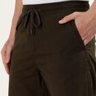 Men's Slim Fit Casual Cotton Trousers, Olive, small