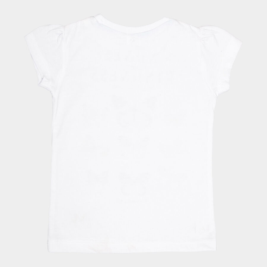 Girls Cotton Short Sleeve T-Shirt, White, large image number null