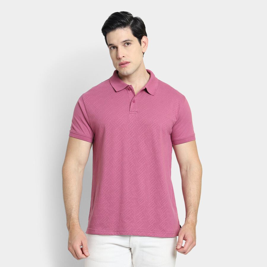 Men's Collared Half Sleeves T-Shirt , Light Pink, large image number null