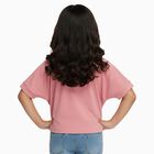 Girls Bright Pink Round Neck Casual T-Shirt, Pink, small