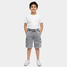 Boys Light Grey Regular Fit Printed Elastic Waist Bermuda Shorts, Light Grey, small