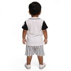 Infants' White Cotton V-Neck Applique Baba Suit, Navy Blue, small image number null