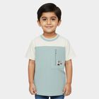 Boys Blue Organic Cotton Round Neck Casual T-Shirt, हल्का नीला, small