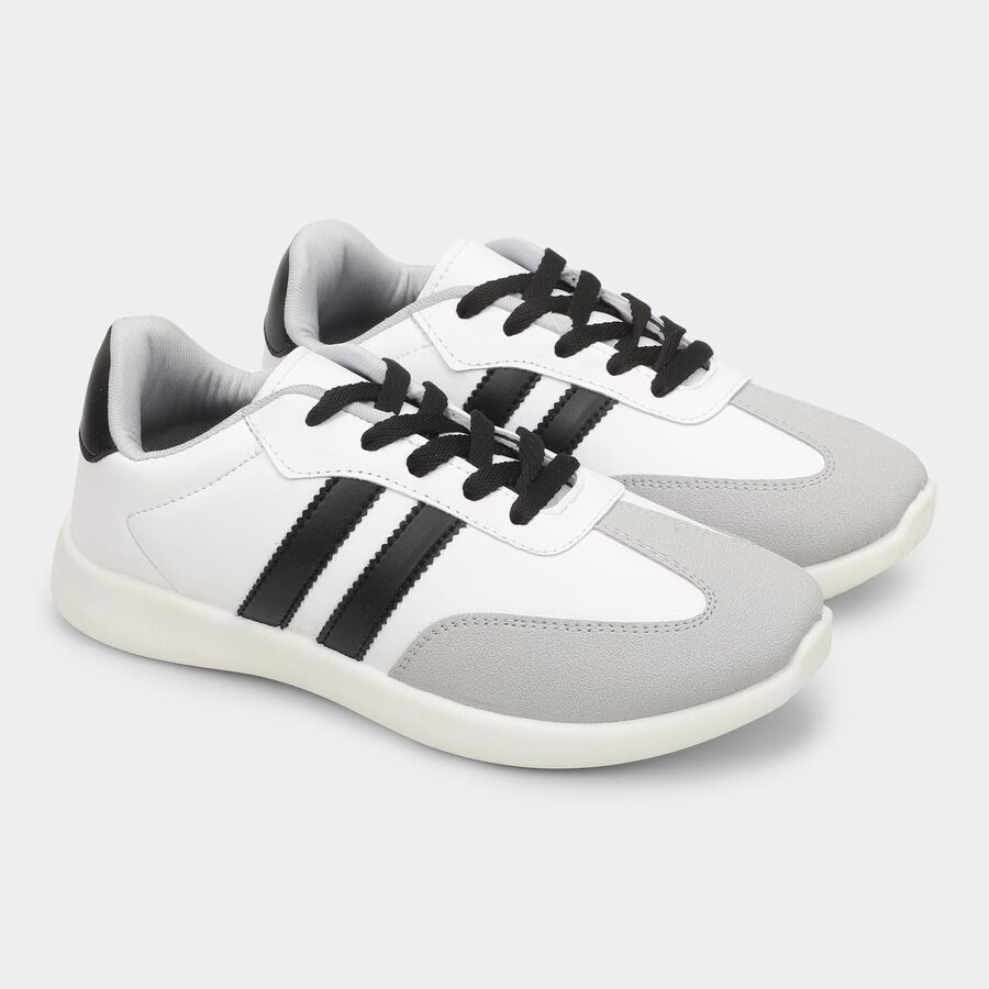 Men's Lace-Up Casual Shoes, White, large image number null