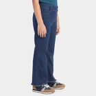 Girls' Navy Blue Flared Fit Frayed Hem Jeans, Dark Blue, small