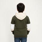 Boys Muted Olive Green Hooded Neck Casual Sweatshirt, ओलिव, small image number null