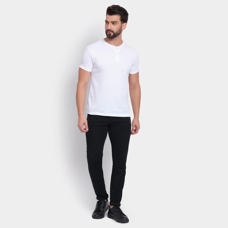 Men's Henley Half Sleeves T-Shirt , White, large image number null