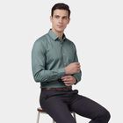 Men's Green Spread Collar Classic Formal Shirt, Dark Green, small