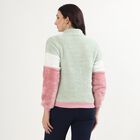Women's Pastel Pink and Mint Green Zip Neck Casual Sweatshirt, गुलाबी, small image number null