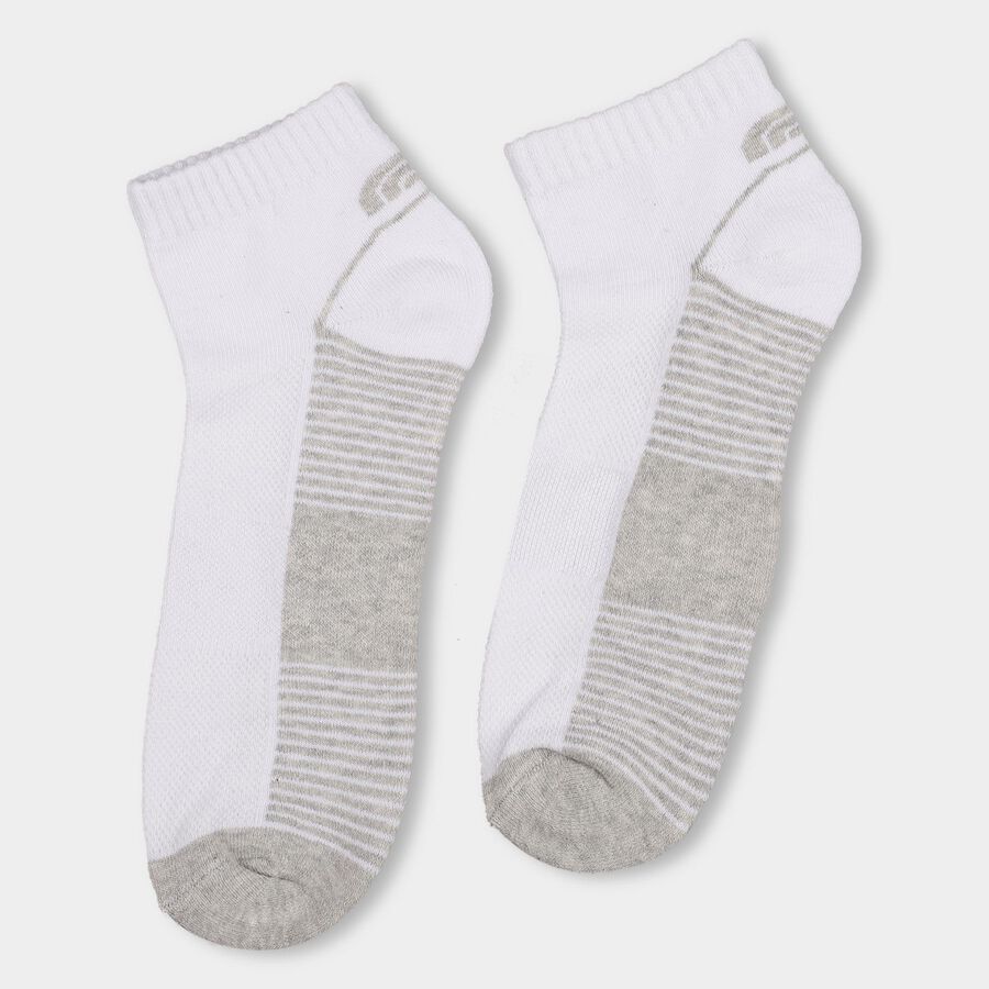 Men's Multi-Color Regular Fit Striped Ankle Socks Pack of 3, Mid Blue, large