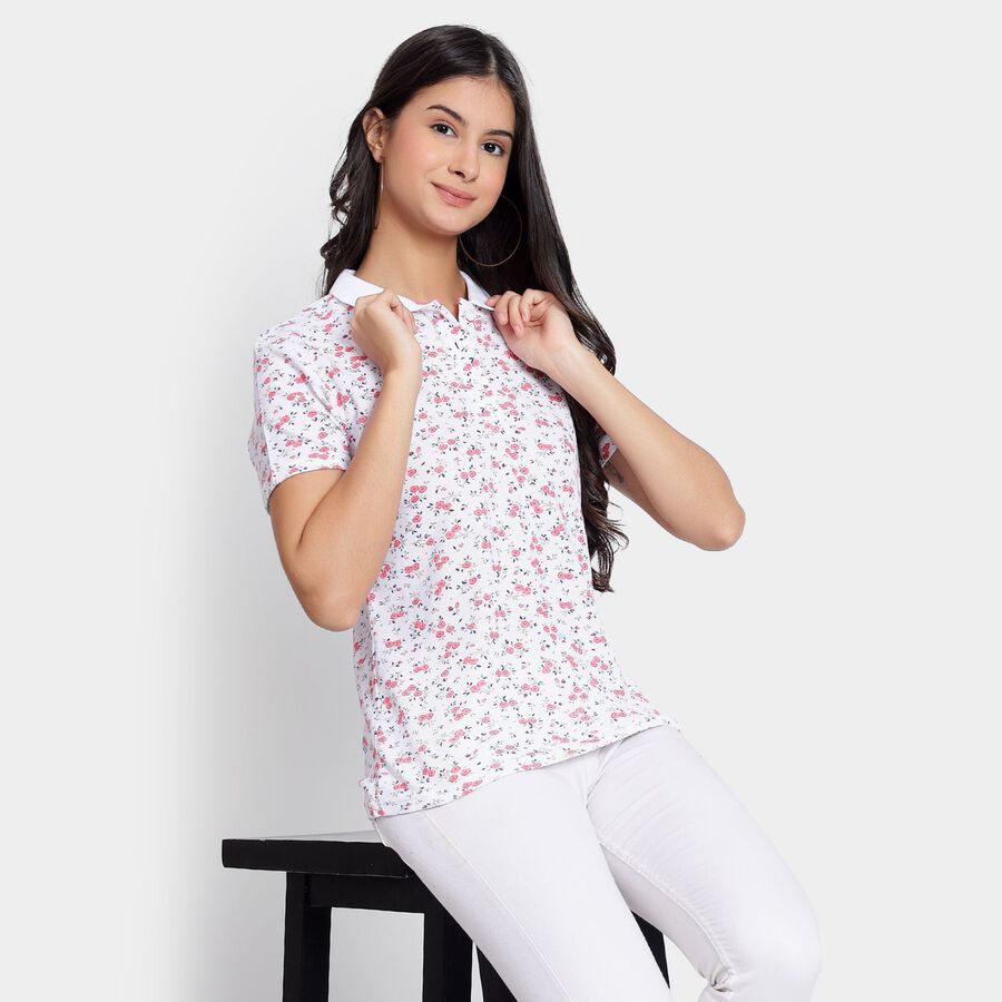 Ladies' Cotton Polo T-Shirt, ऑफ व्हाइट, large image number null