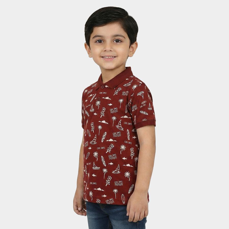 Boys Maroon Cotton Polo Neck Casual Boys T-Shirt, Maroon, large