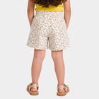Girls' White Cotton Regular Fit Shorts, ऑफ व्हाइट, small