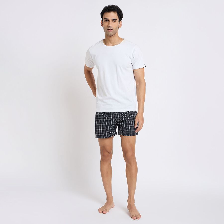 Men's 100% Cotton Boxers, Navy Blue, large image number null