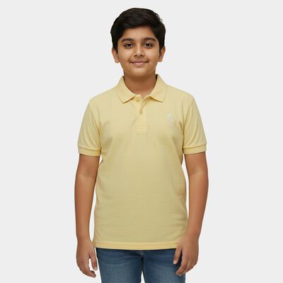 Boys' Yellow Round Neck Graphic Printed Casual T-Shirt