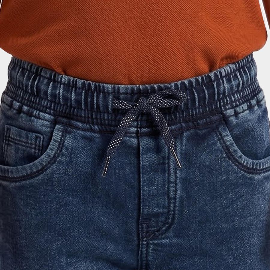 Boys Blue Straight Fit Washed Jeans, Mid Blue, large