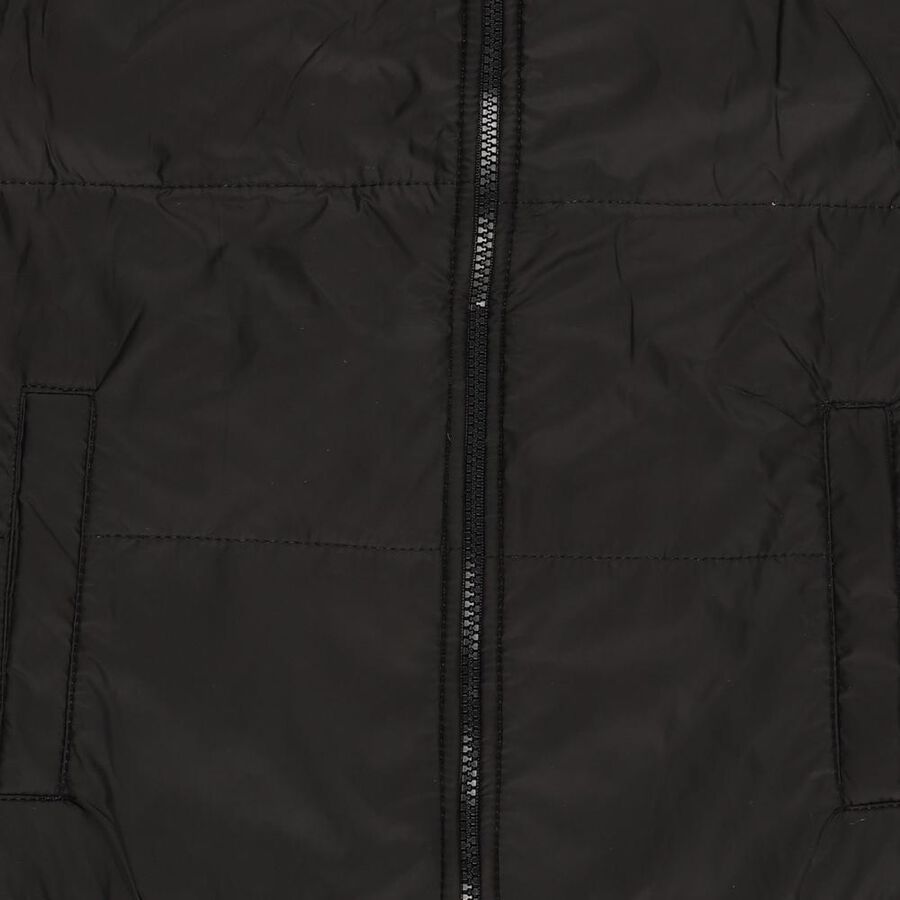Boys Jet Black High Neck Casual Jacket, काला, large image number null