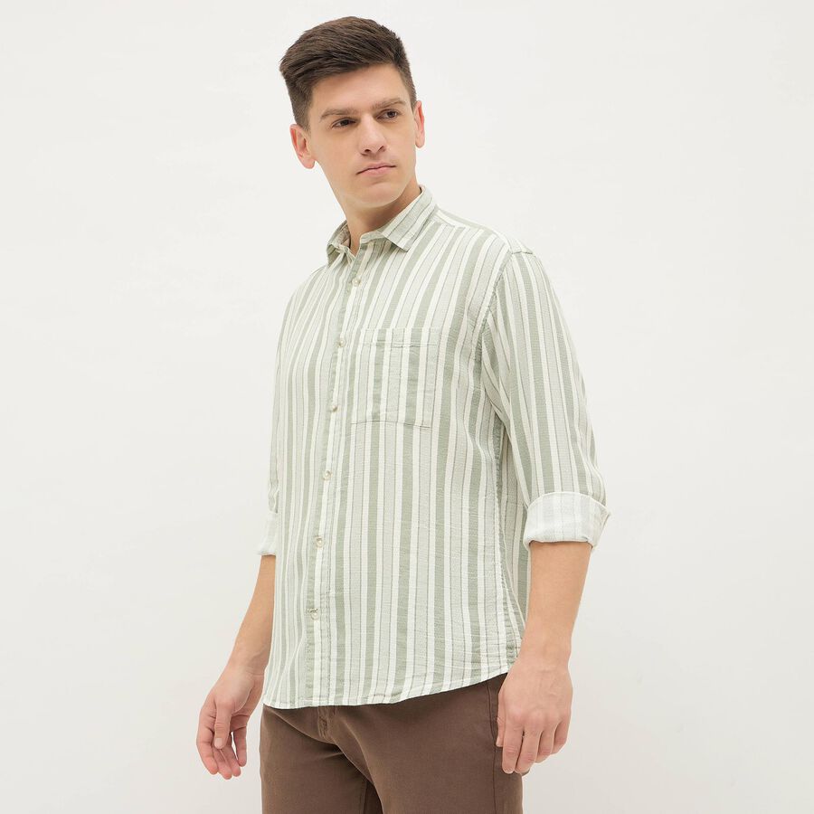 Men's Light Sage Green Cotton Classic Casual Shirt, हल्का हरा, large