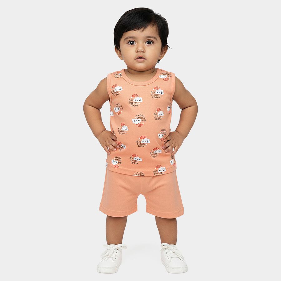 Infants' Short Set, Peach, large