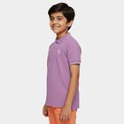 Boys' Lilac Cotton Polo Collar Preppy T-Shirt, लाइलेक, small