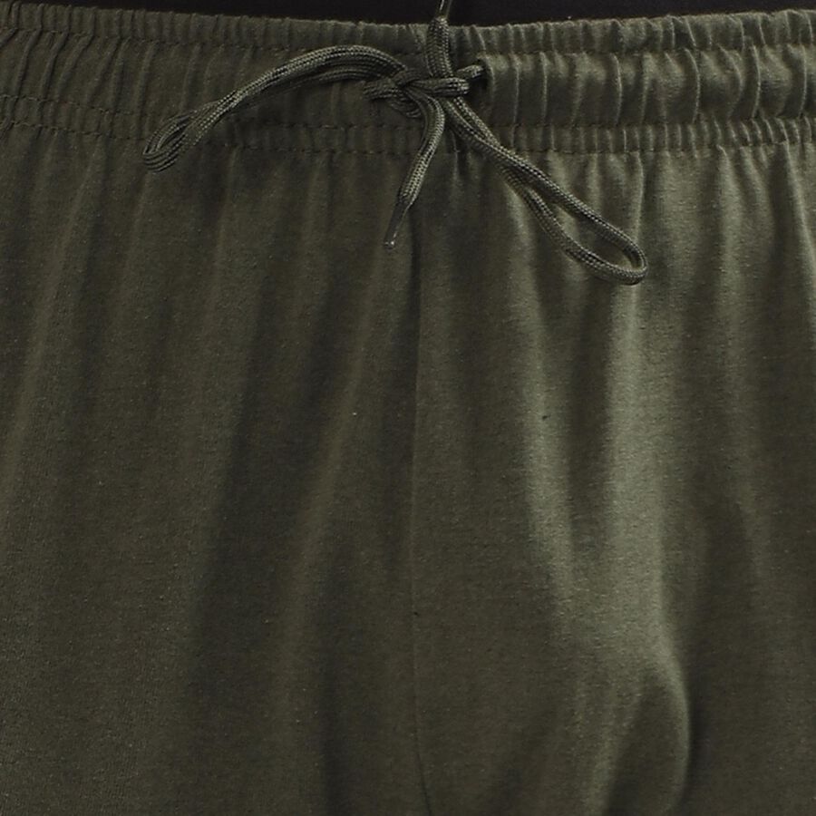 Unisex Black Regular Fit Basic Bermuda Shorts, Olive, large image number null