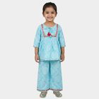 Girls' Sky Blue Round Neck Bandhani Print Peplum Top and Palazzo Fusion Set, हल्का नीला, small
