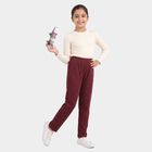 Girls Wine Straight Fit Star Printed Pyjama, Wine, small