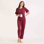 Printed Night Suit, Maroon, small image number null