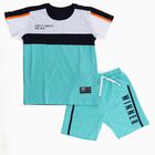 Boys' White Cotton Round Neck Color-Blocked Baba Suit, White, small image number null