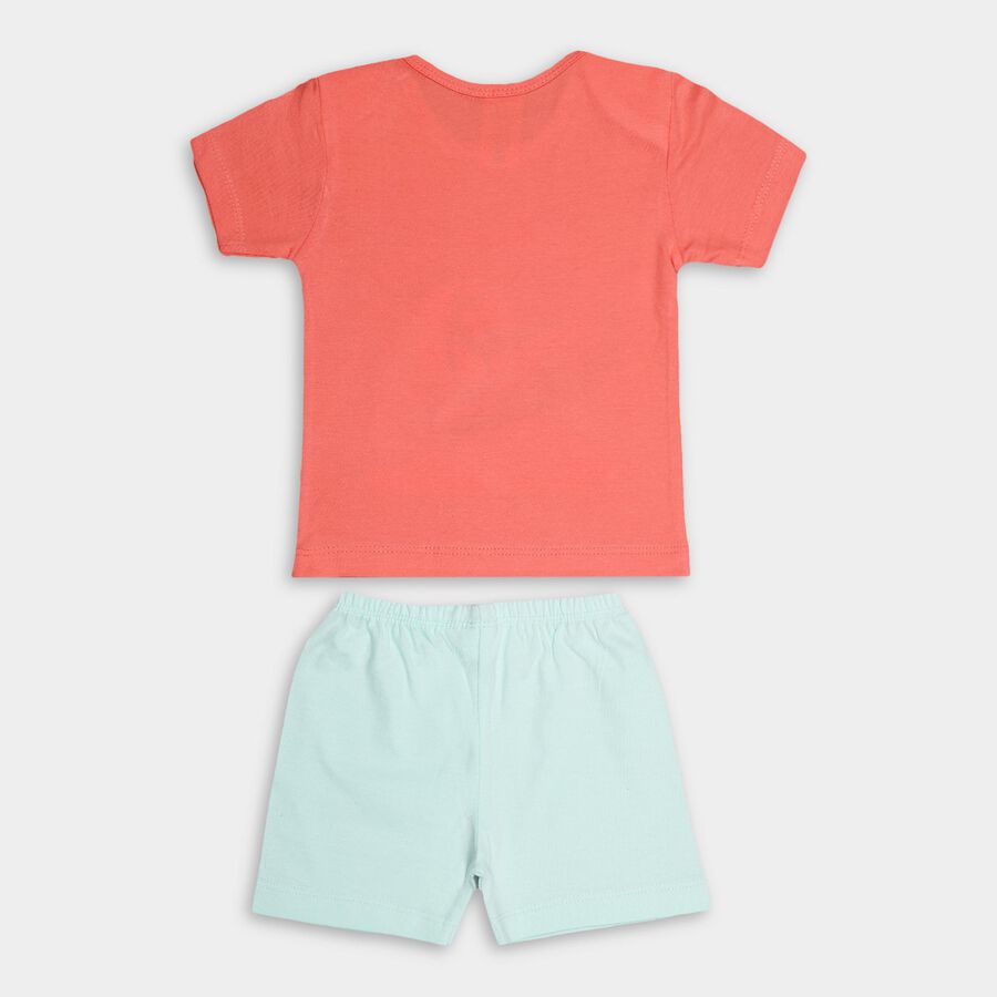 Infant Boys' 100% Cotton Boat Neck Baba Suit , मूँगा (कोरल), large image number null