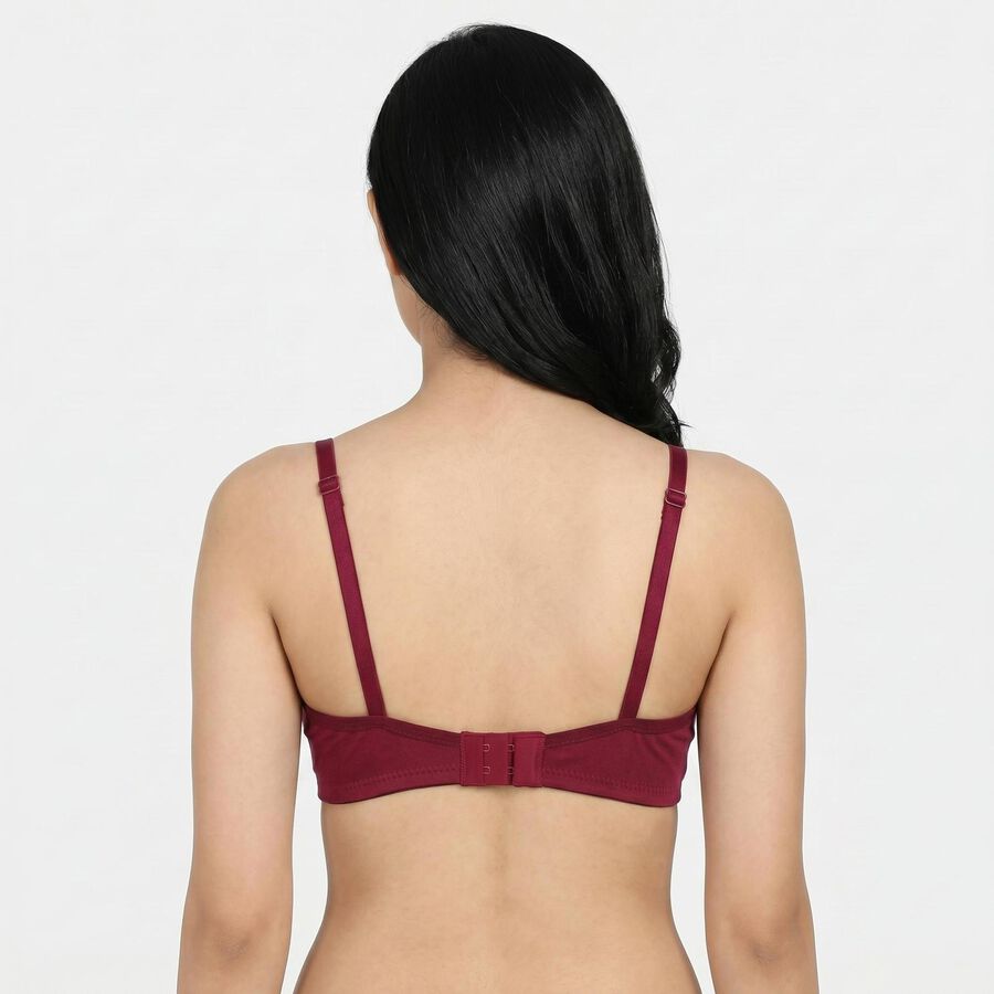 Women's Wine Cotton V Neck Bralette Bra, Wine, large