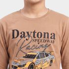Boys Brown Crew Neck Regular T-Shirt, Brown, small