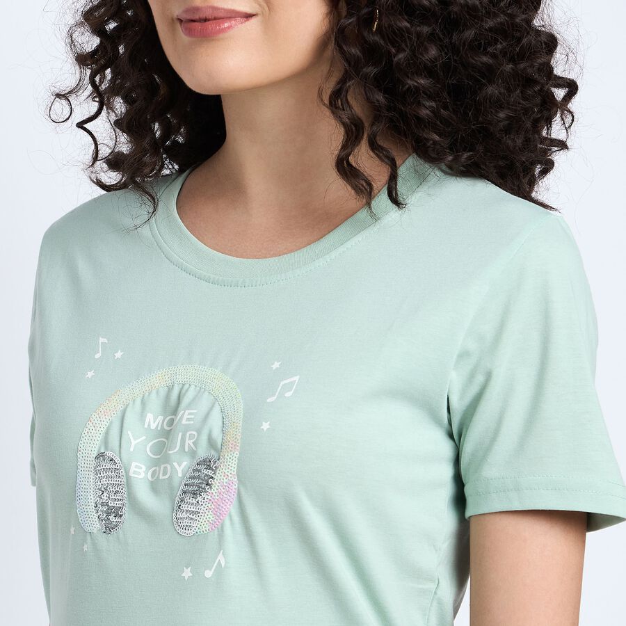 Ladies' Round Neck T-Shirt , हल्का हरा, large image number null