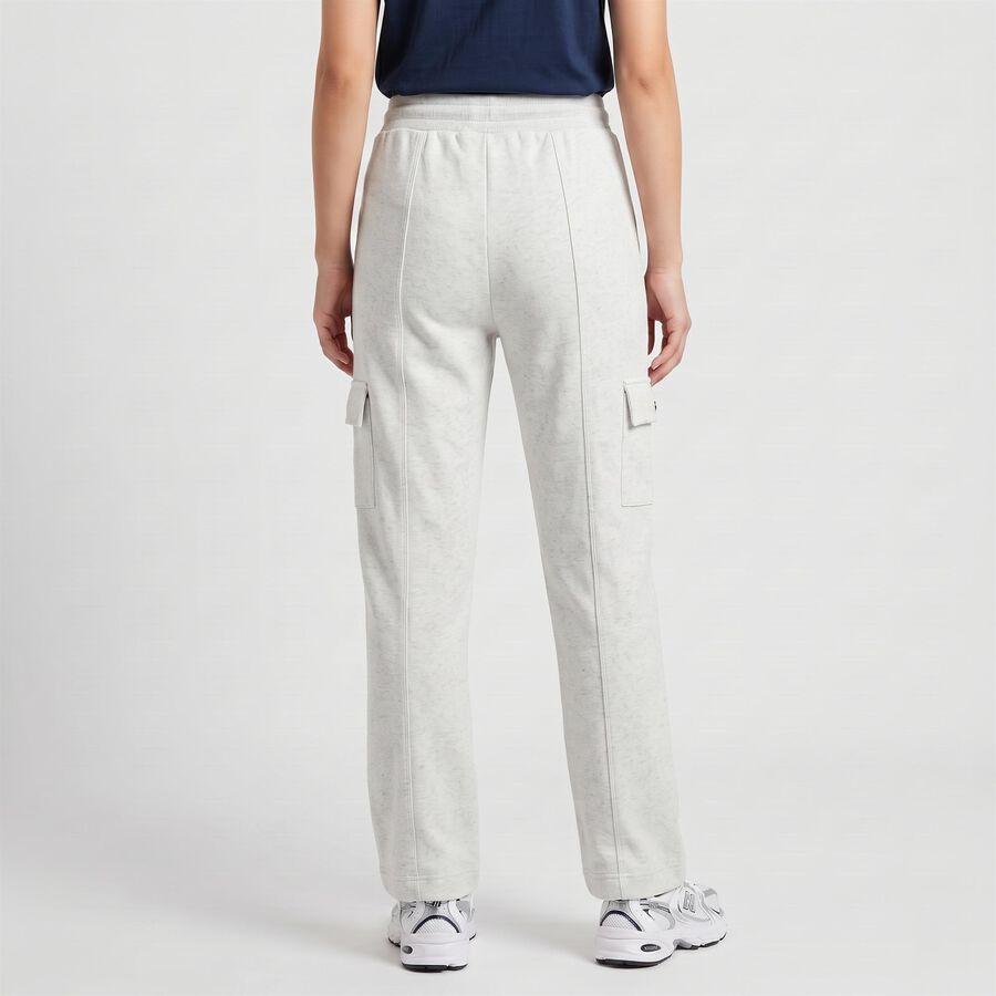 Women's Ecru Melange Straight Fit Cargo Track Pants, Ecru Melange, large