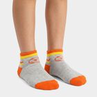 Boys' Grey Regular Fit Striped Pack of 2 Socks, Melange Light Grey, small