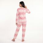 Women's Pink Straight Fit Geometric Printed Pyjama Set , हल्का गुलाबी, small