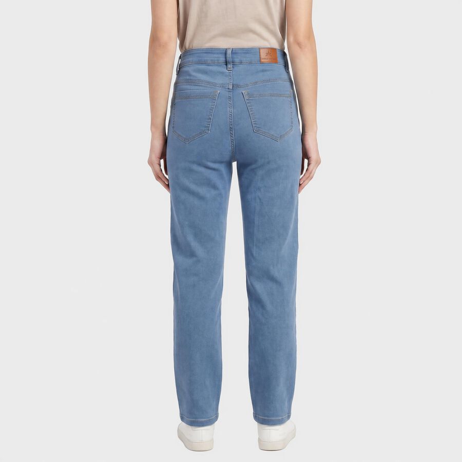 Women's Light Blue Straight Fit Classic Five Pocket Jeans, हल्का नीला, large