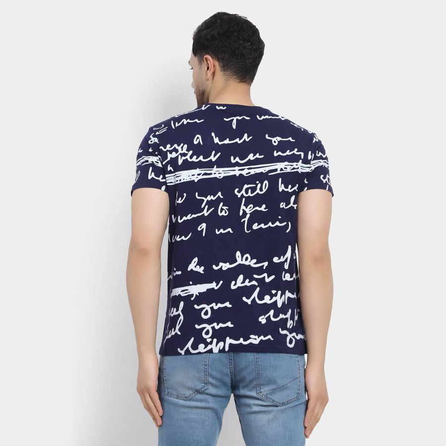 Round Neck T-Shirt, Navy Blue, large image number null