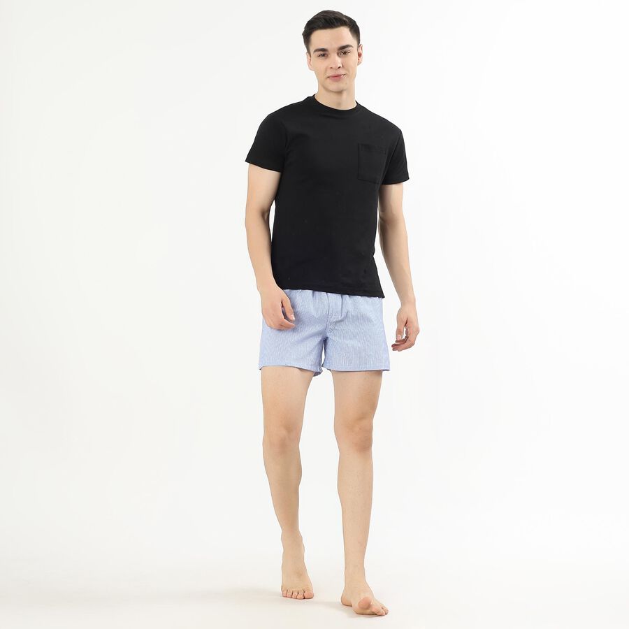 Men's Light Sky Blue Regular Fit Striped Boxers, Light Blue, large image number null