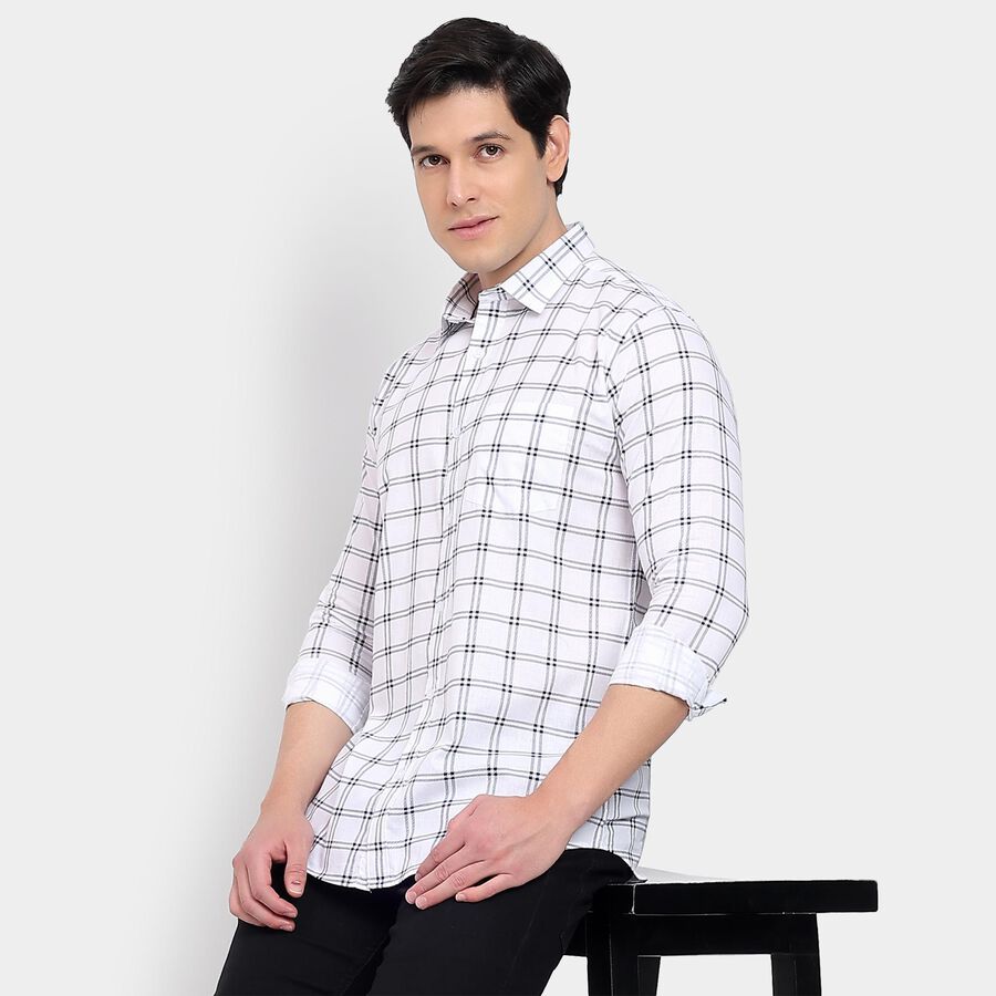 Men's 100% Cotton Casual Shirt, White, large