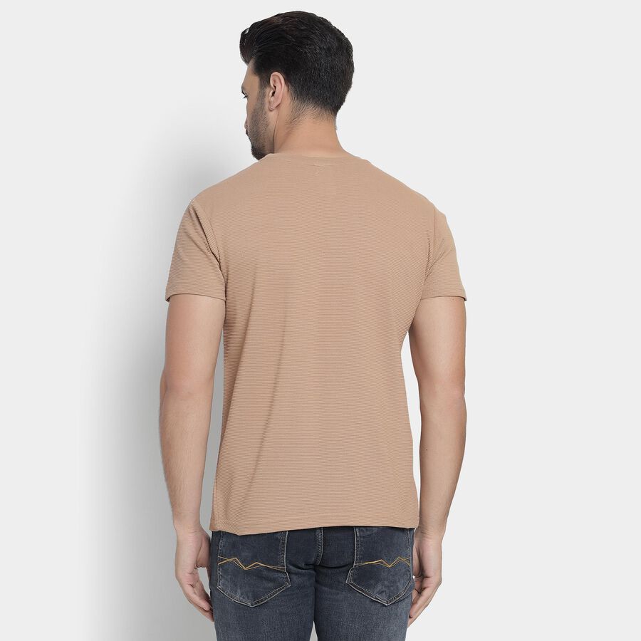 Men's Round Neck Half Sleeves T-Shirt , Beige, large image number null